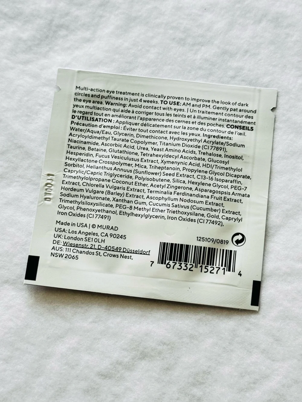 MURAD Vita-C Eyes Dark Circle Corrector Eye Cream Environmental Shield Sample